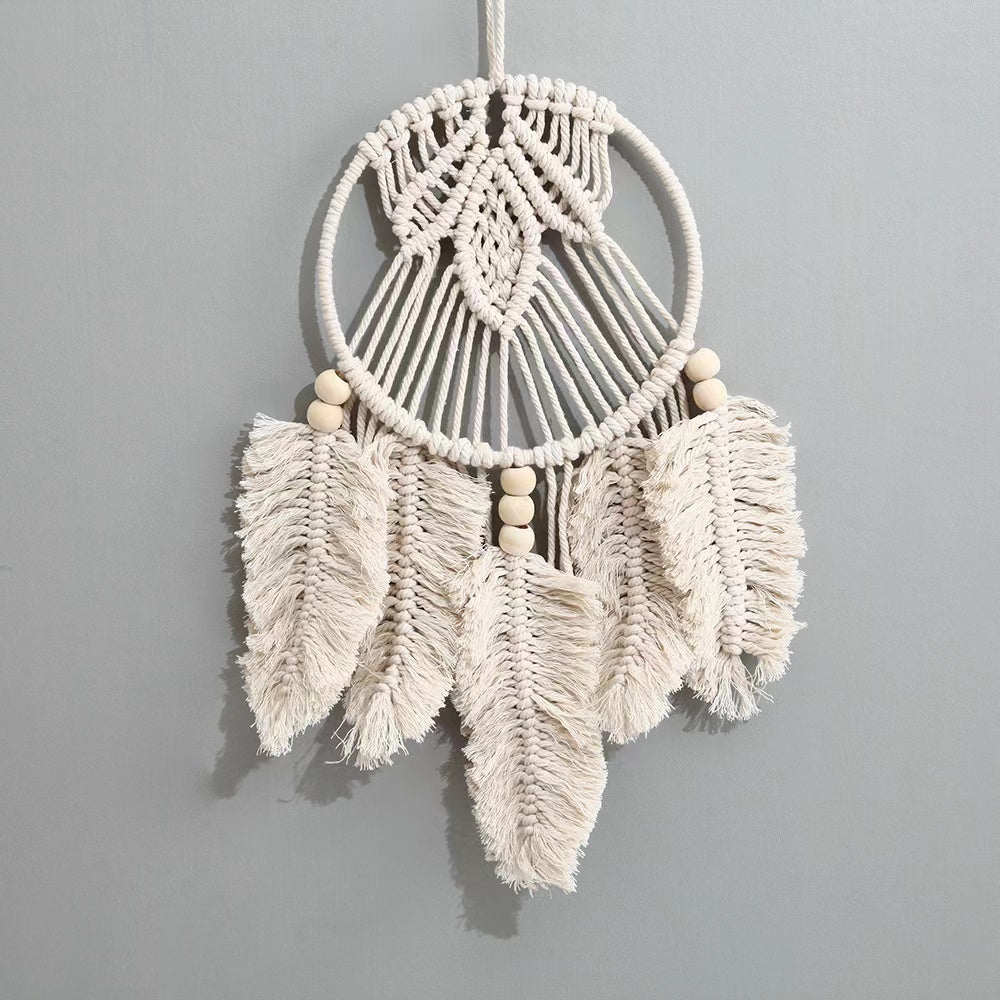 Wall Hanging Decor, Geometric Woven Tapestry Rack,Chic Cotton Handmade Bohemian Art with Long Tasse