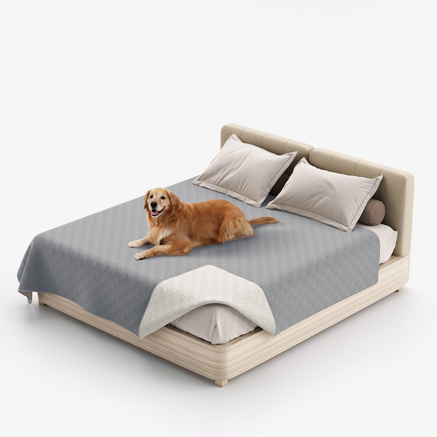 Waterproof Dog Bed Cover Pet Blanket with Anti-Slip Back for Furniture Bed Couch Sofa-Dove