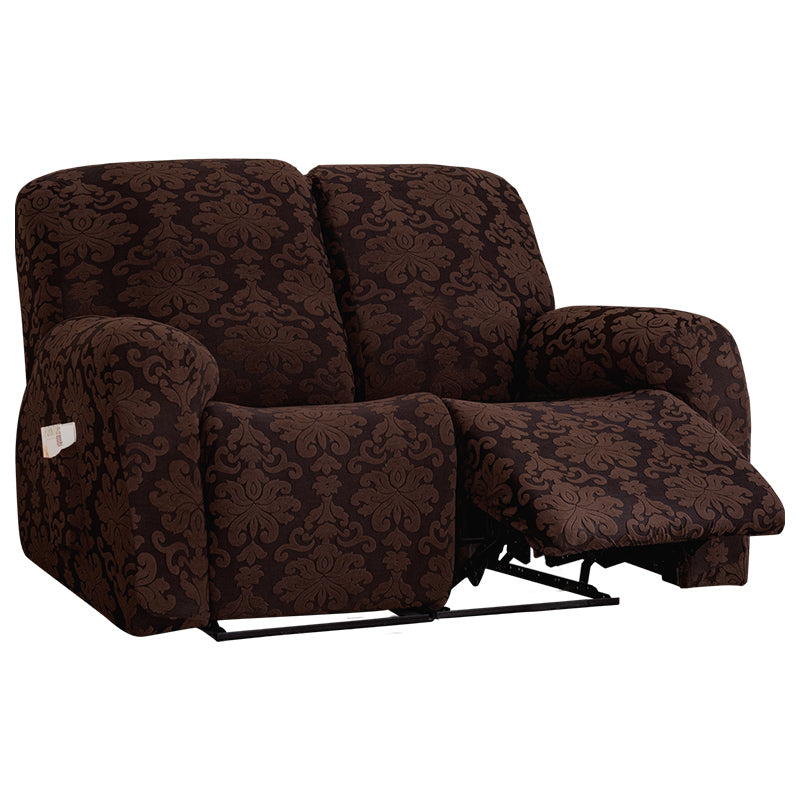 Stretch Recliner Sofa Cover Jacquard Reclining Cover with Side Pocket for 1/2/3 Seater, Brown
