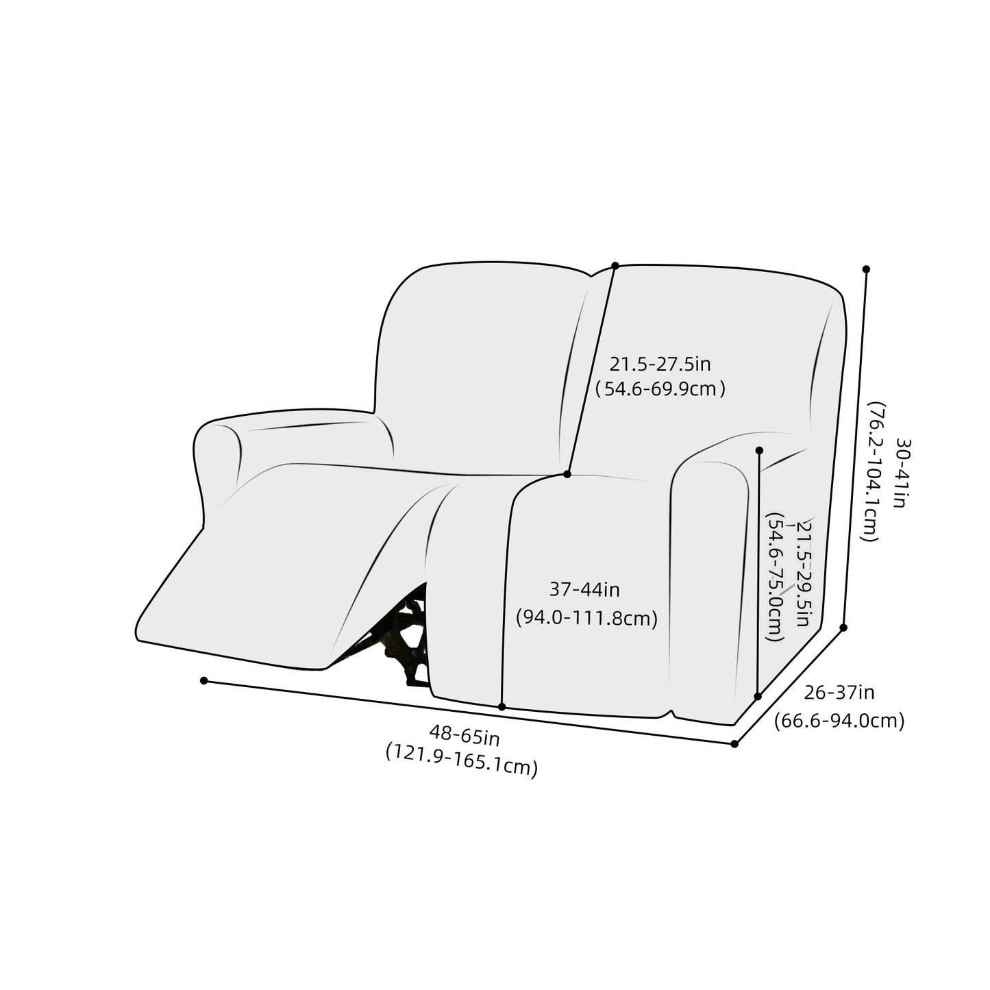 Stretch Recliner Sofa Cover Jacquard Reclining Cover with Side Pocket for 1/2/3 Seater, Bluish Grey