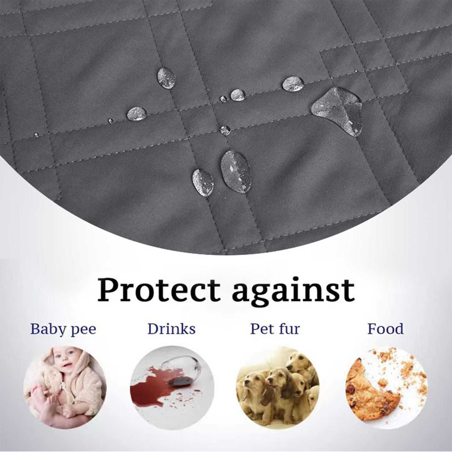 Waterproof Dog Bed Cover Pet Blanket with Anti-Slip Back for Furniture Bed Couch Sofa-Grey