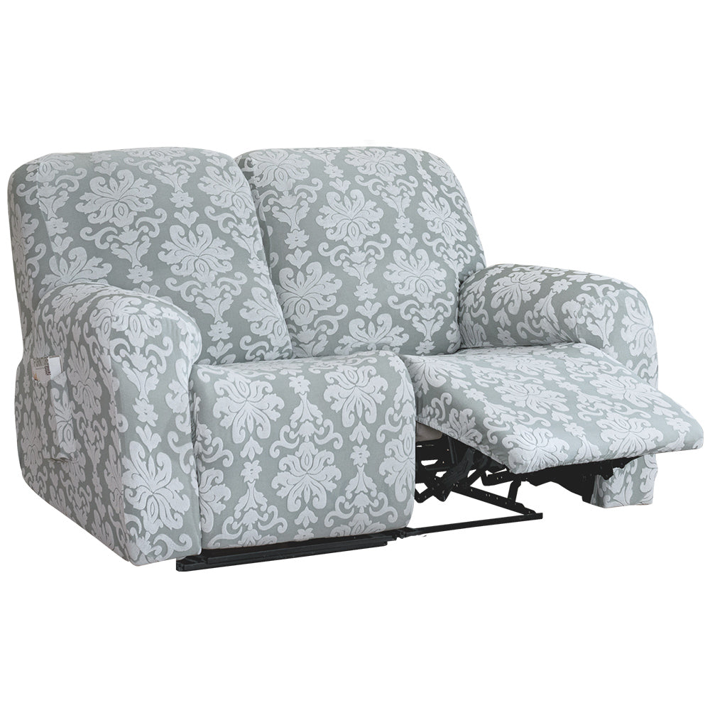 Stretch Recliner Sofa Cover Jacquard Reclining Cover with Side Pocket for 1/2/3 Seater, Light Grey