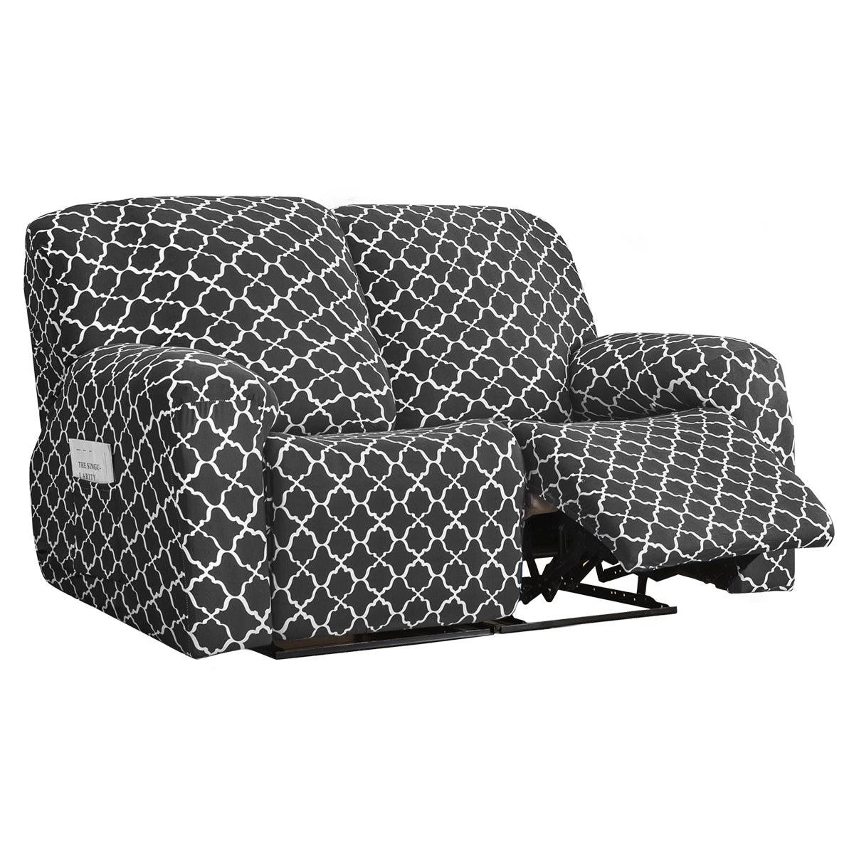 Stretch Recliner Sofa Cover Jacquard Reclining Cover with Side Pocket for 1/2/3 Seater, Dark Grey
