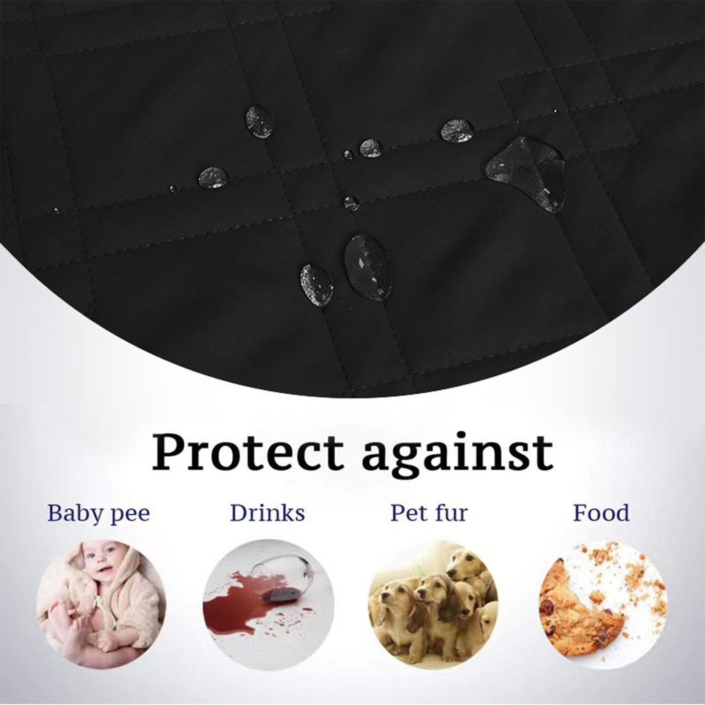 Waterproof Dog Bed Cover Pet Blanket with Anti-Slip Back for Furniture Bed Couch Sofa-Black