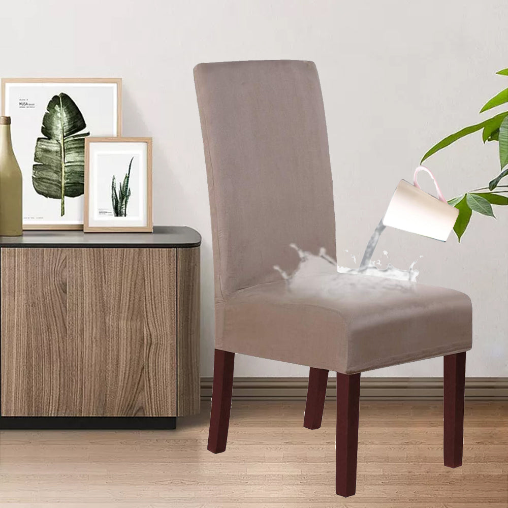 Waterproof Suede Chair Covers Stretch Chair Covers for Dining Room Set of 2/4/6/8 Parson Chair Slipcovers Chair Protectors Covers Dining, Taupe