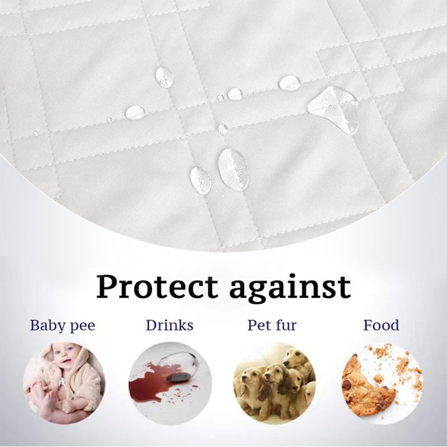 Waterproof Dog Bed Cover Pet Blanket with Anti-Slip Back for Furniture Bed Couch Sofa-Ivory