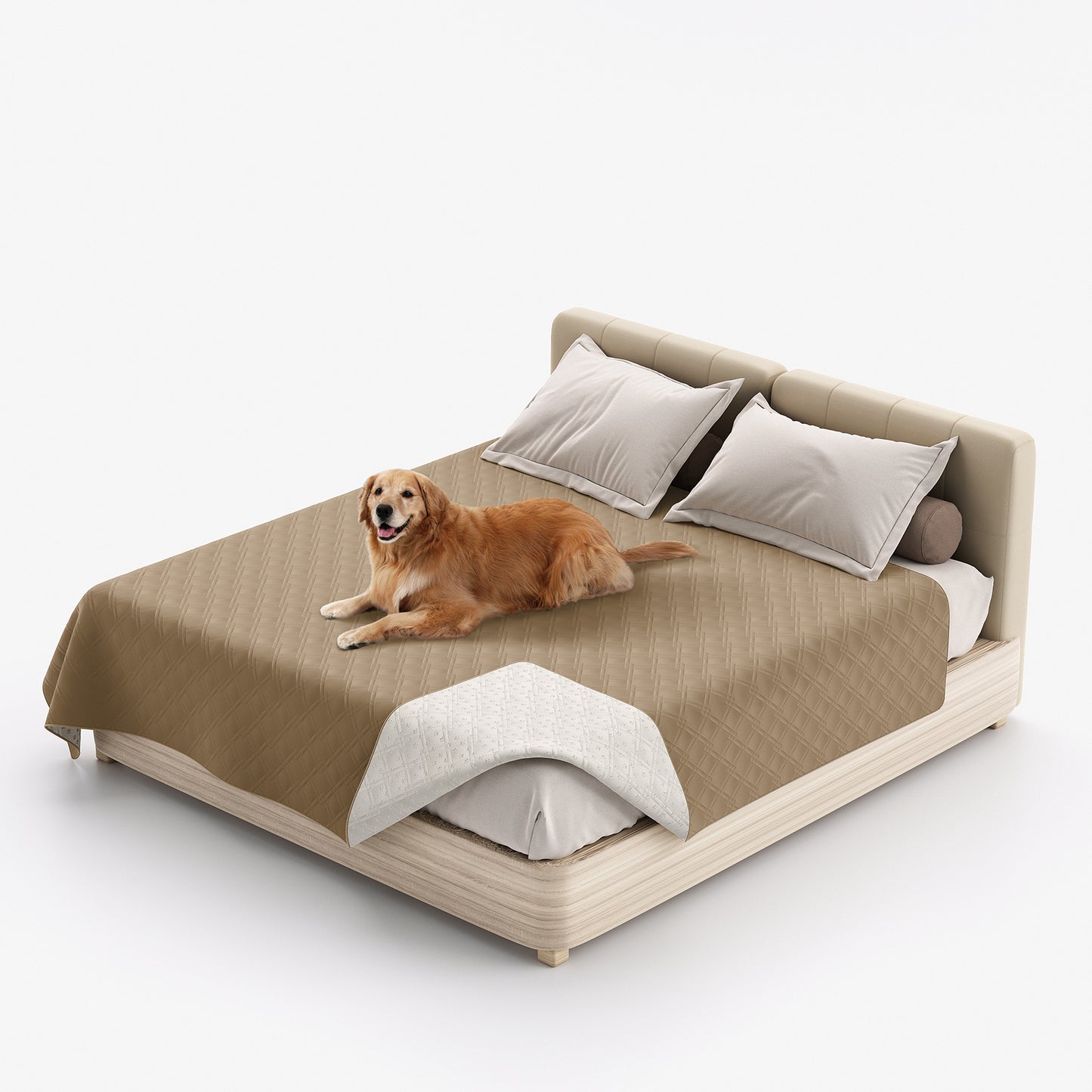 Waterproof Dog Bed Cover Pet Blanket with Anti-Slip Back for Furniture Bed Couch Sofa-Taupe