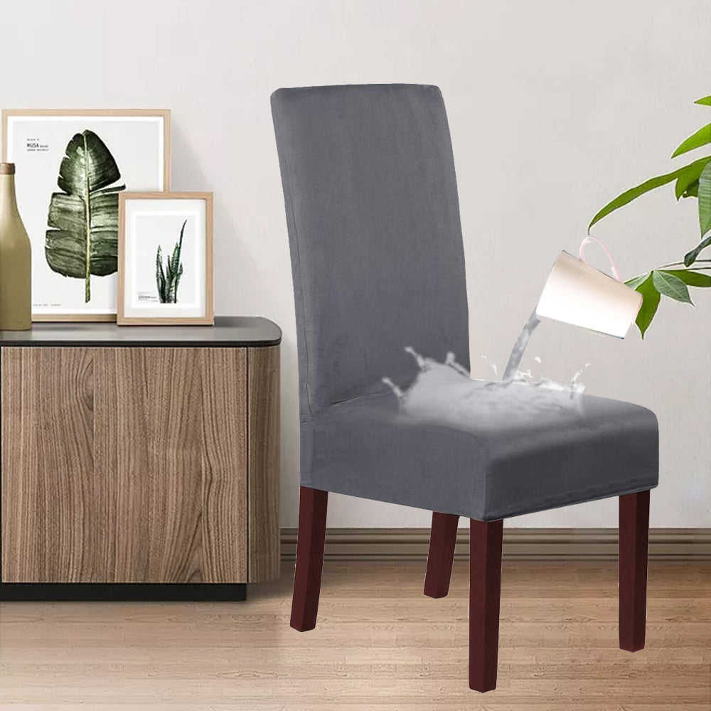Waterproof Suede Chair Covers Stretch Chair Covers for Dining Room Set of 2/4/6/8 Parson Chair Slipcovers Chair Protectors Covers Dining, Grey