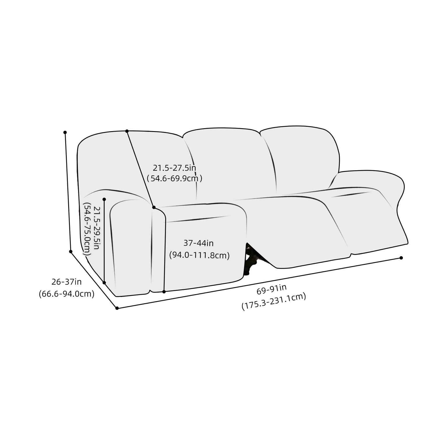 Stretch Recliner Sofa Cover Jacquard Reclining Cover with Side Pocket for 1/2/3 Seater, Beige