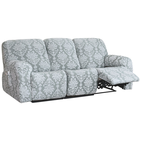 Stretch Recliner Sofa Cover Jacquard Reclining Cover with Side Pocket for 1/2/3 Seater, Light Grey