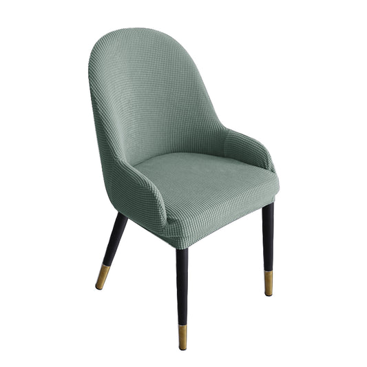 Dining Room Chair Pineapple Elastic Simple Semicircular Handrail Kitchen Chair Covers Protectors,Set of 2/4/6/8 (Cyan)