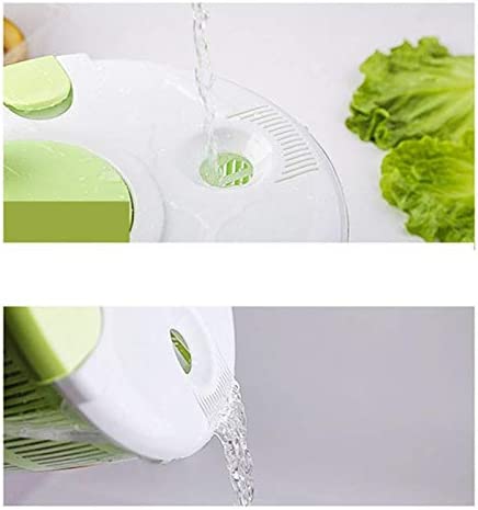 Salad spinner large capacity plastic quick vegetable dryer with drain filter for the water and a salad bowl apple green 5 liters
