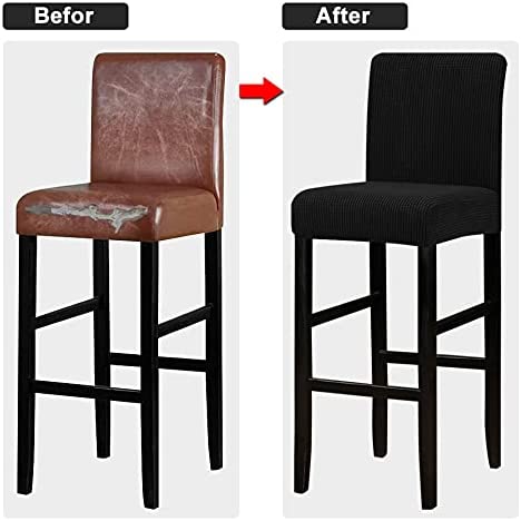 Reusable Pub Counter Stool Chair Covers Set of 2/4/6/8, Black