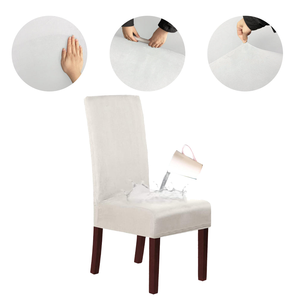 Waterproof Suede Chair Covers Stretch Chair Covers for Dining Room Set of 2/4/6/8 Parson Chair Slipcovers Chair Protectors Covers Dining, Ivory White