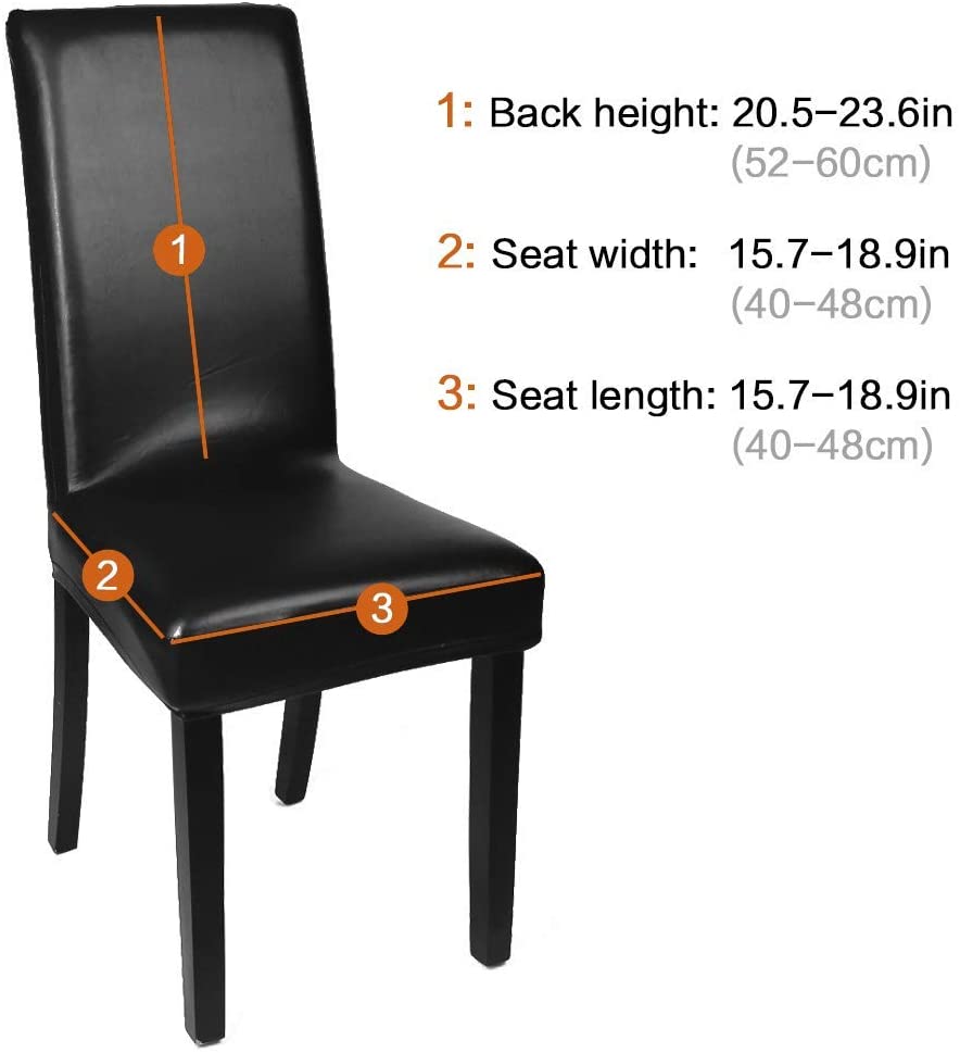 Dining Chair Covers, Solid Pu Leather Waterproof and Oilproof Stretch Slipcover, 2/4/6/8, Black