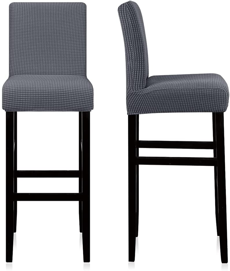 Reusable Pub Counter Stool Chair Covers Set of 2/4/6/8, Grey