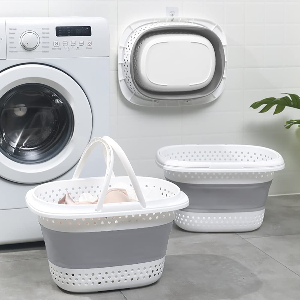 Collapsible Laundry Baskets Foldable Storage Foldable Pop Up Container/Organizer, Grey