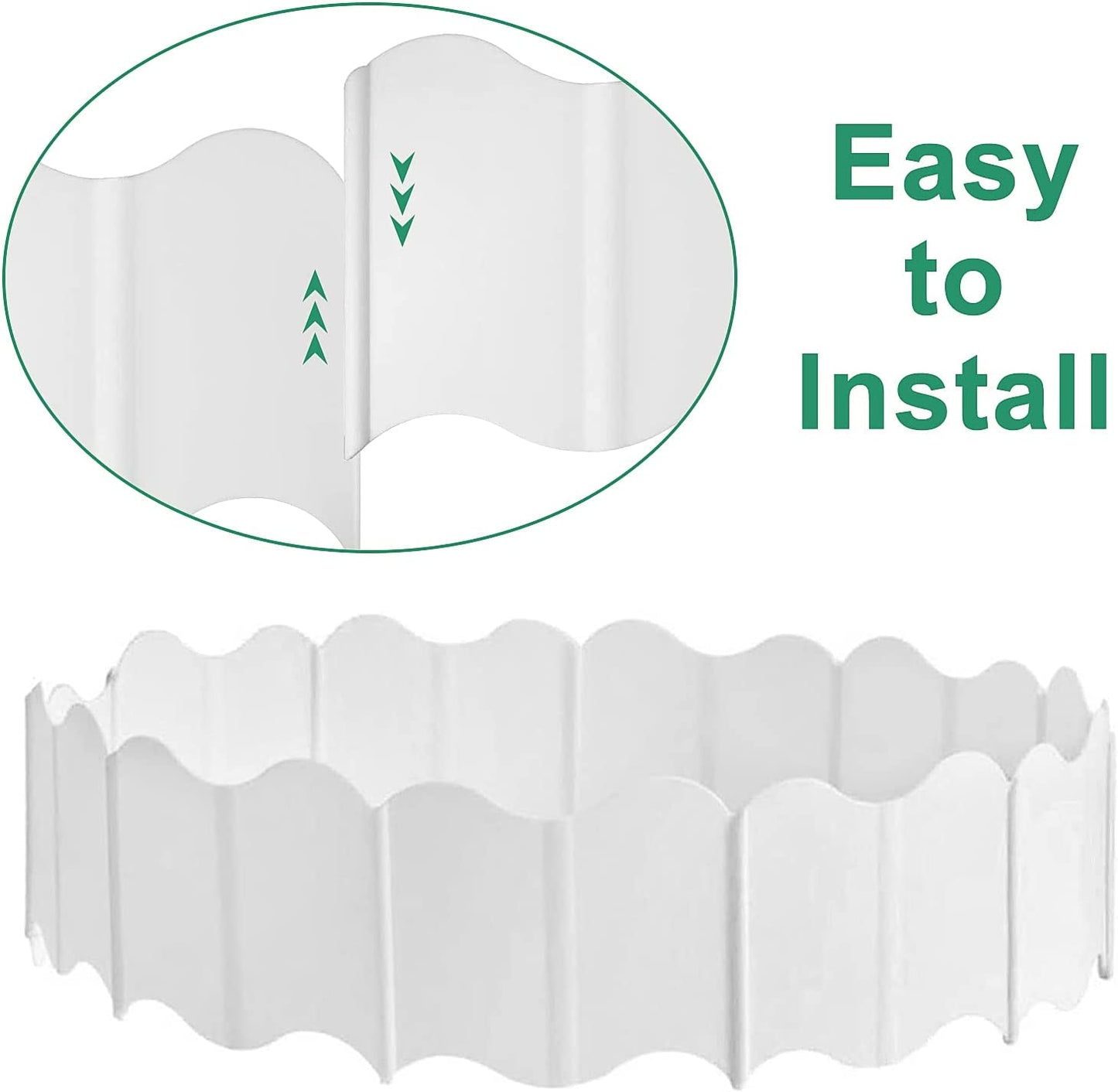 Garden Edging Border, 20PCS Landscape Edging, Plastic Lawn Garden Fence Edging, Decorative Garden Border Edging for DIY Outdoor Patio Yard(White)