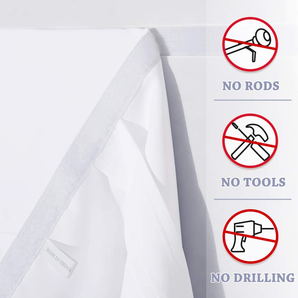 2x Blackout Door Curtain - Privacy Thermal Insulated Door Window Curtains for Patio French Door Front Door Sidelight Curtain Tie up Shade, White