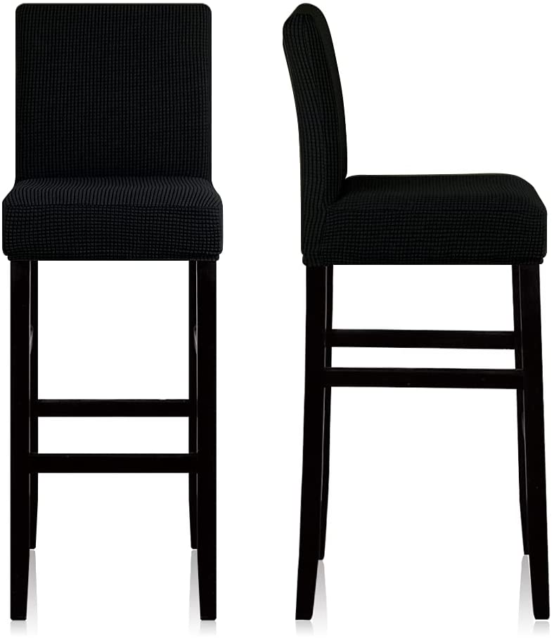 Reusable Pub Counter Stool Chair Covers Set of 2/4/6/8, Black