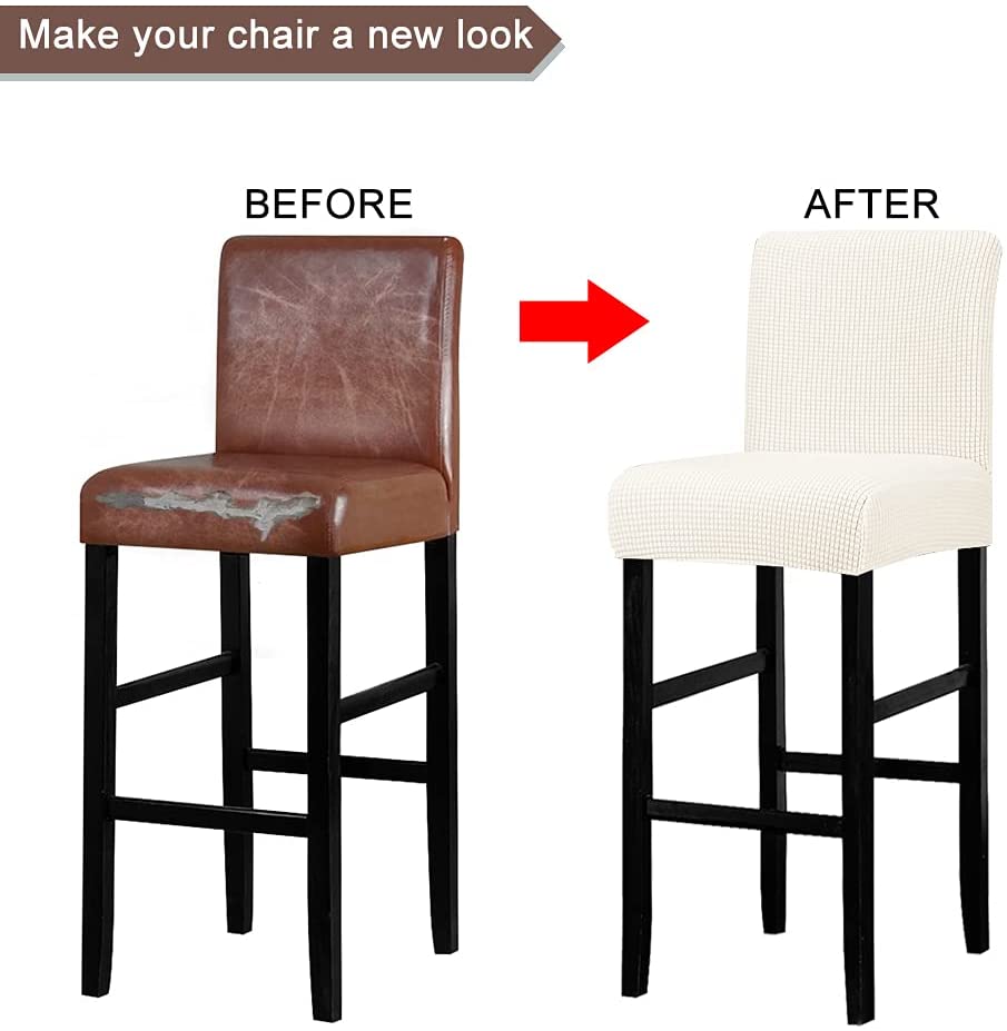 Reusable Pub Counter Stool Chair Covers Set of 2/4/6/8, Ivory