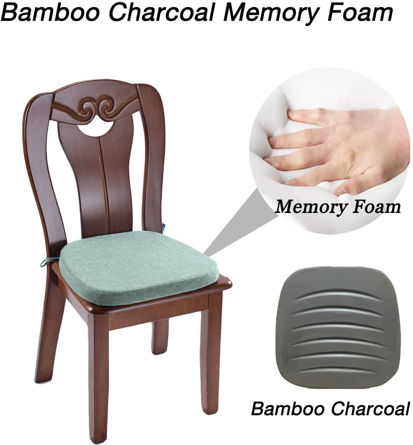 Chair Cushion with Ties for Dining Chairs(1/4/6/8 PCS, Light Blue)