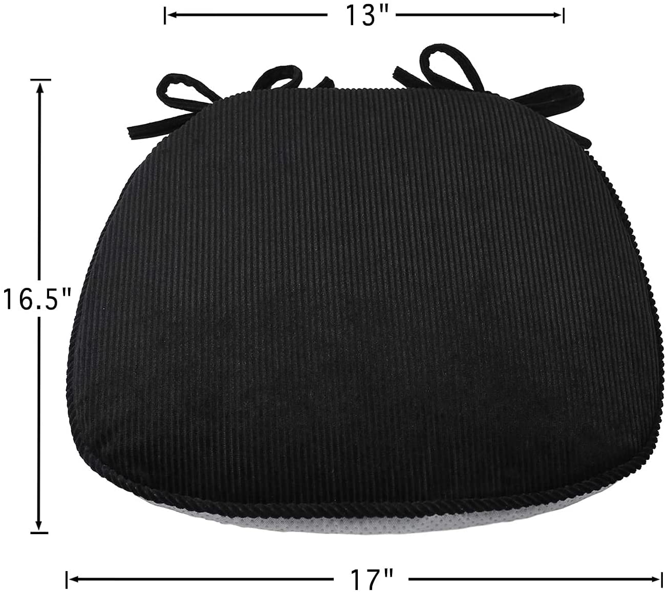 Indoor Chair Pad with Ties, Dining Chair Pads, Non Slip Seat Cushions for Kitchen Chairs (4/6/8 PCS, Black)