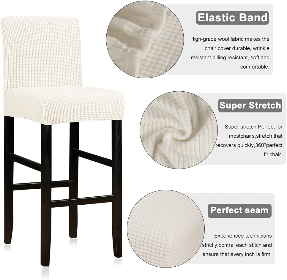 Reusable Pub Counter Stool Chair Covers Set of 2/4/6/8, Ivory