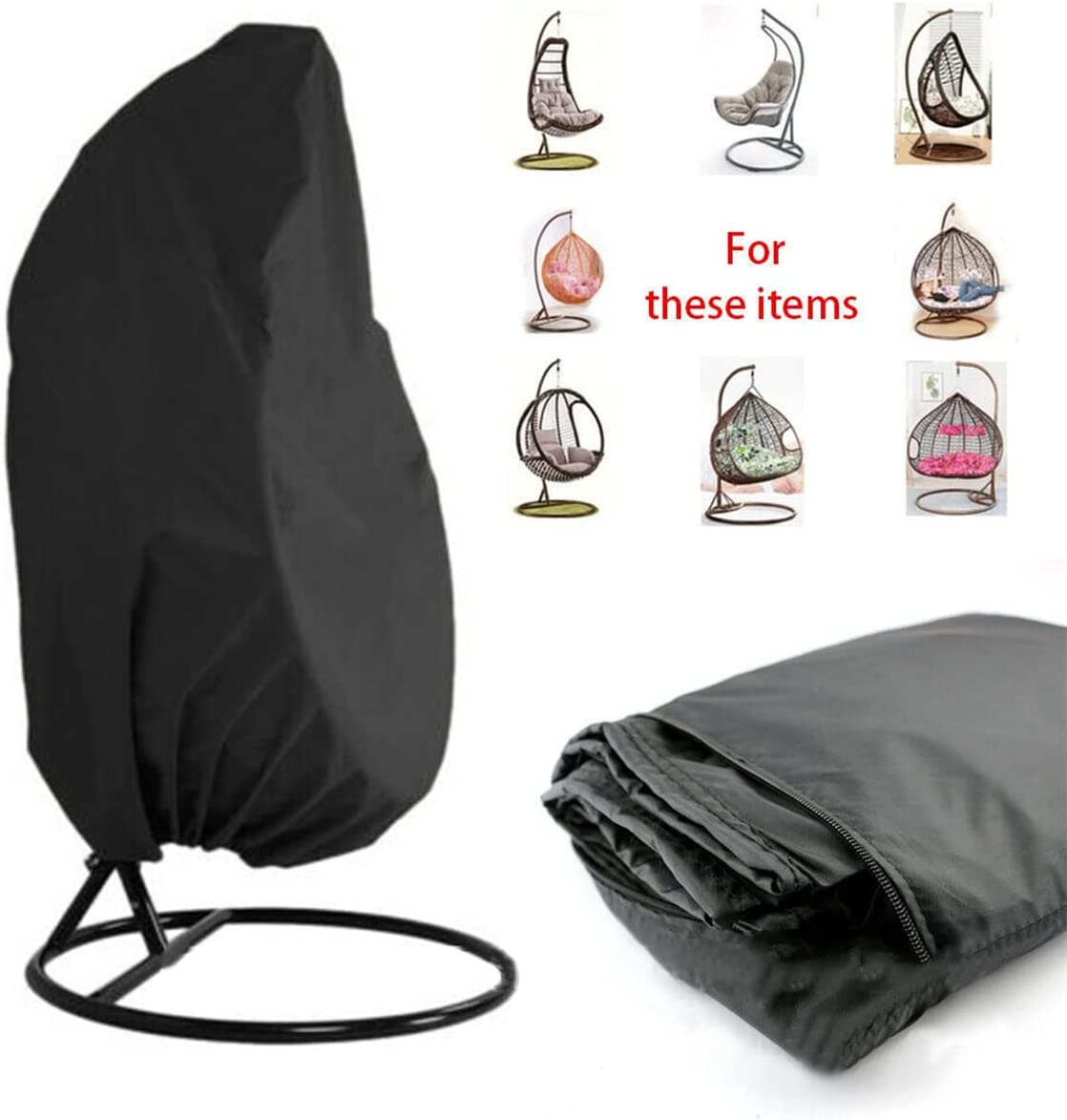 Hanging Chair Cover, Durable Waterproof Windproof UV Protection Suitable for Wicker Egg Swing Chair Patio Egg Chair and Most of Hanging Chair