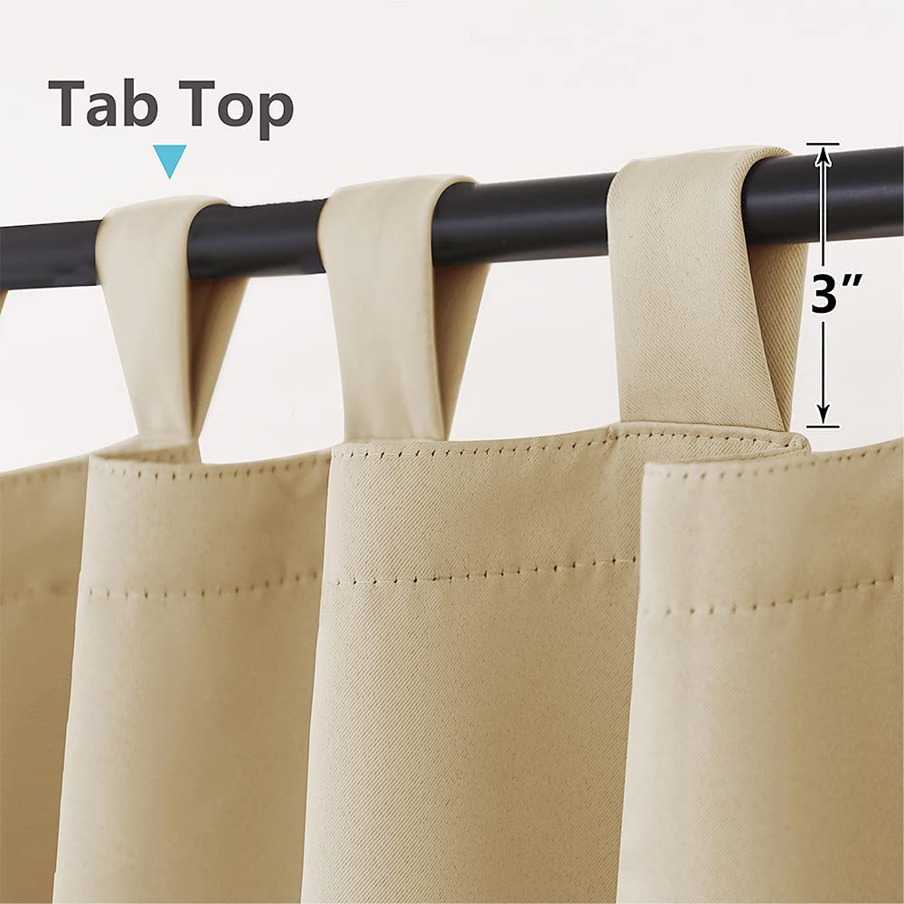 Outdoor curtains for patio - waterproof & sunlight insulated garden curtains, beige