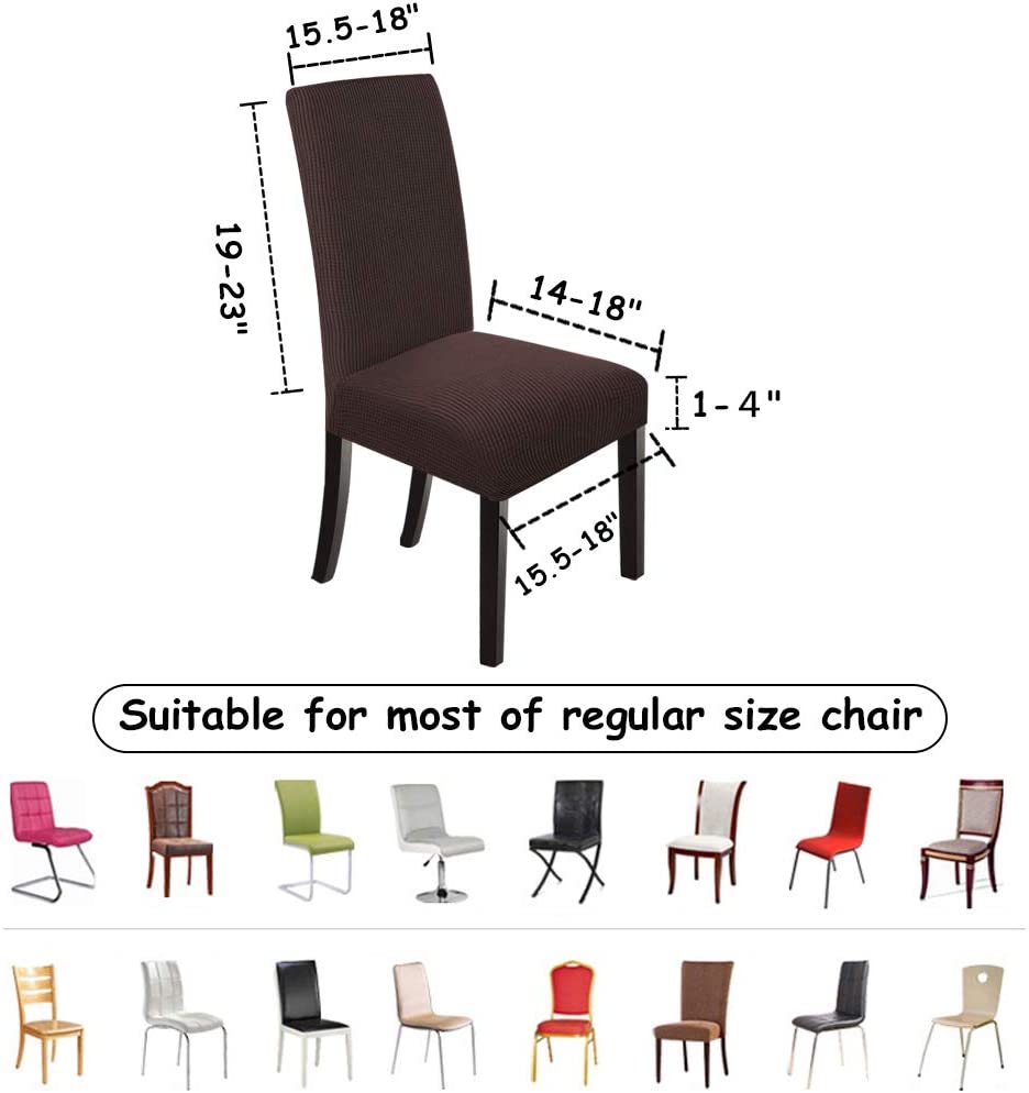Stretch Jacquard Dining Chair Covers Set of 2/4/6/8, brown