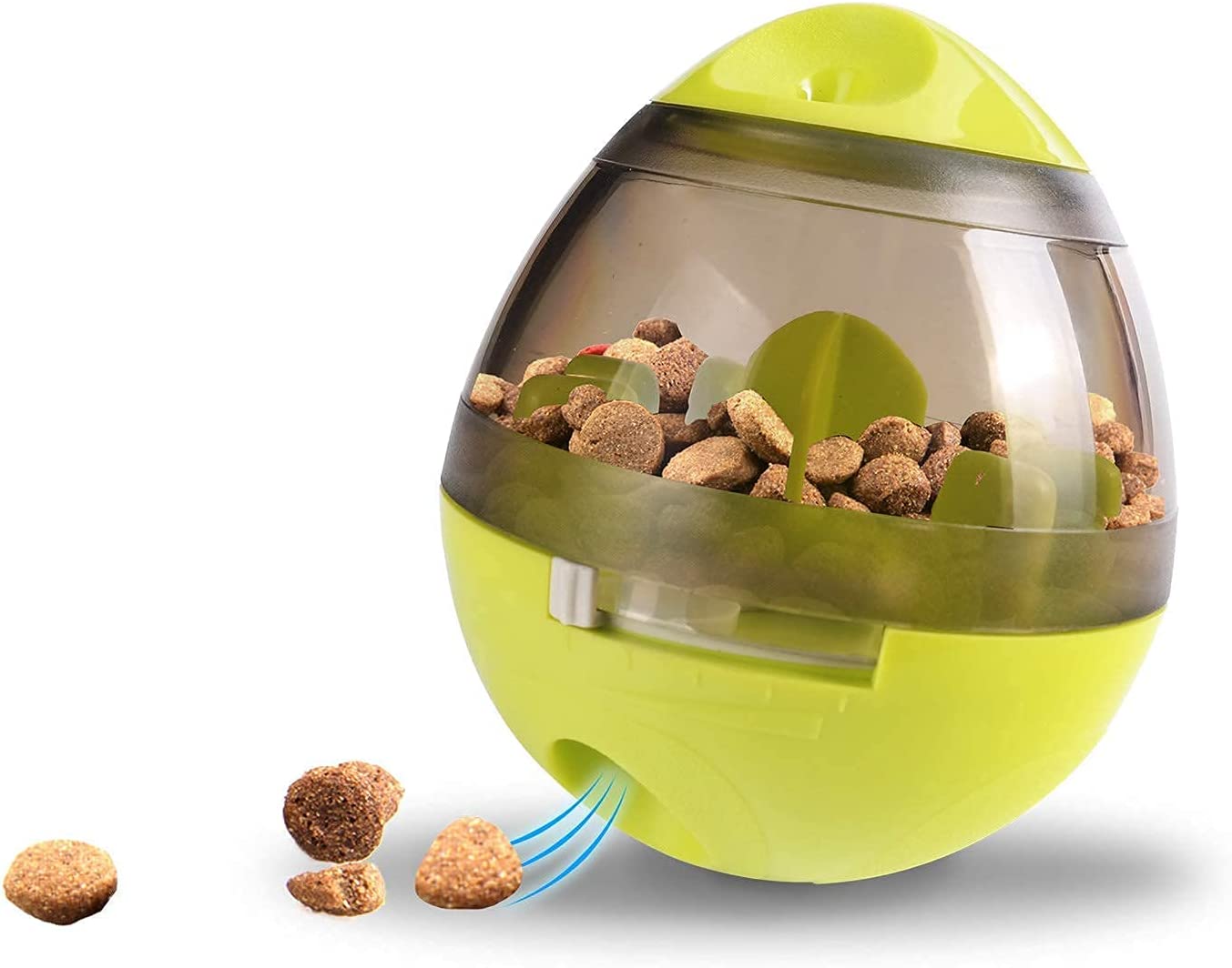 Dog Treat Ball, IQ Treat Dispensing Dog Toys, Interactive Food Puzzles Ball for Dogs, Pet Slow Feeder Ball (10cmx12cm, Green)