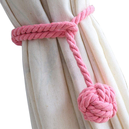 Curtain Tiebacks - 2/4 PCS Handmade Rural Decorative Curtain Holdbacks (Pink)