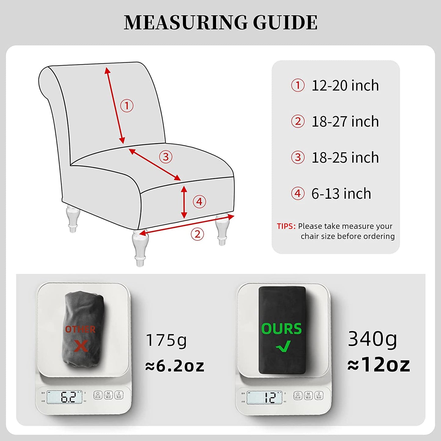 Armless Velvet Accent Chair Slipcover High Stretch Chair Covers with Elastic Bottom Removable Chair Slipcover Without Arms for Living Room Hotel, Black