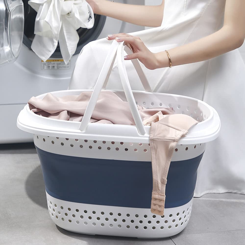 Collapsible Laundry Baskets，Foldable Storage Foldable Pop Up Container/Organizer, Blue