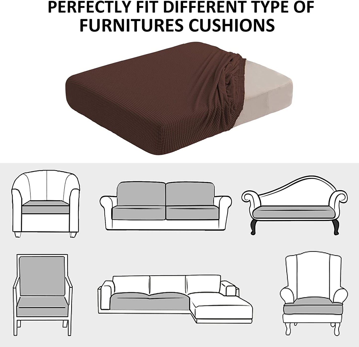 Water Repellent Sofa Couch Cushion Covers Sofa Seat Slipcover Suitable for 1/2/3 Setaer Furniture Protector, Non Slip Small Checks, Chocolate