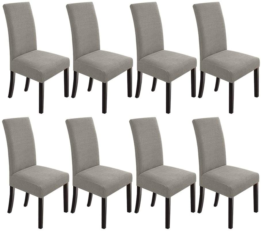 Stretch Jacquard Dining Chair Covers Set of 2/4/6/8, taupe