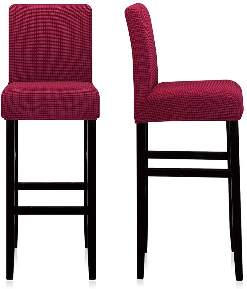 Reusable Pub Counter Stool Chair Covers Set of 2/4/6/8, Wine