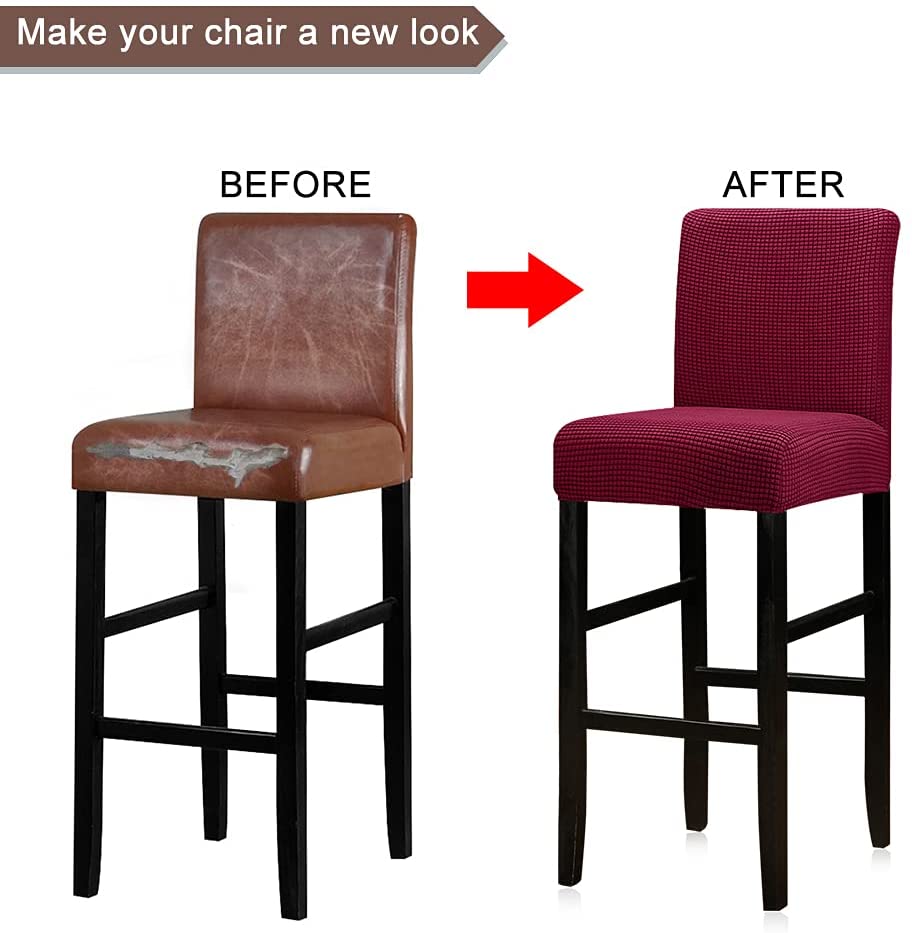 Reusable Pub Counter Stool Chair Covers Set of 2/4/6/8, Wine
