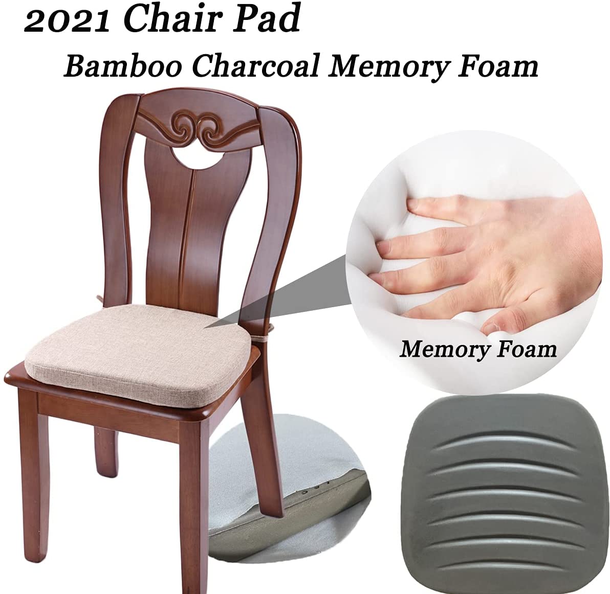 Chair Cushion with Ties for Dining Chairs (1/4/6/8 PCS, Linen)