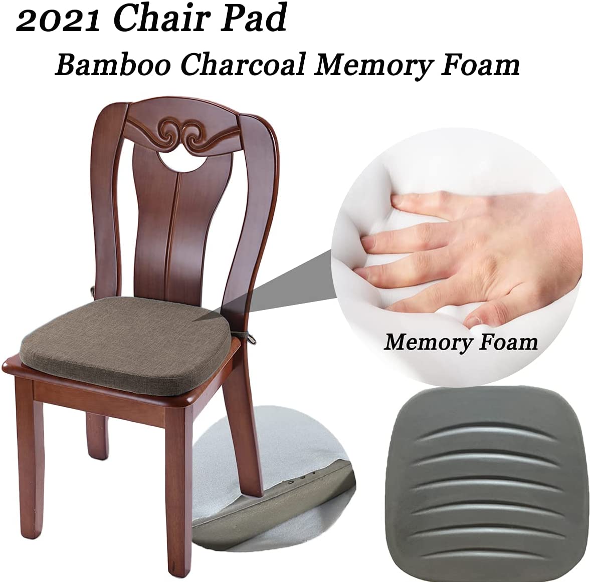Chair Cushion with Ties for Dining Chairs (1/4/6/8 PCS, Brown)