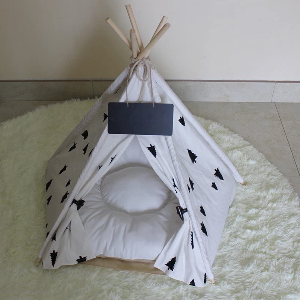 Pet Teepee Dog & Cat Bed - Portable Dog Tents & Pet Houses with Thick Cushion & Blackboard