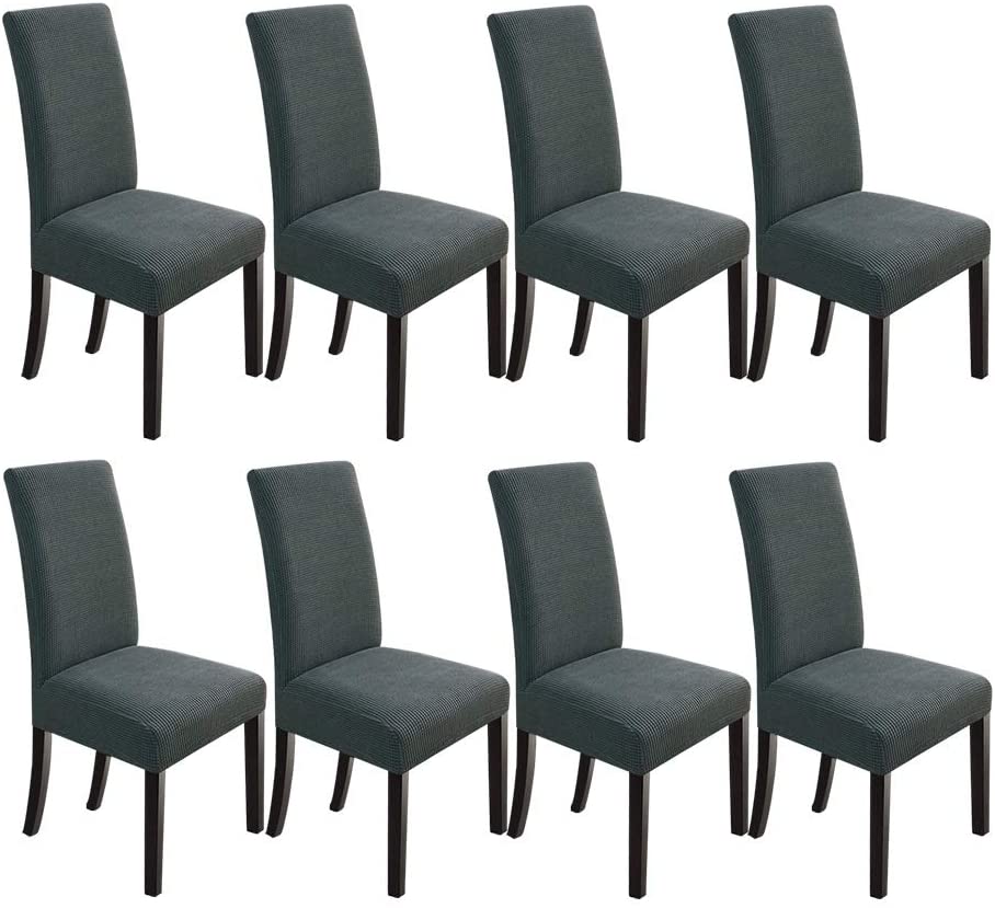 Stretch Jacquard Dining Chair Covers Set of 2/4/6/8, grey
