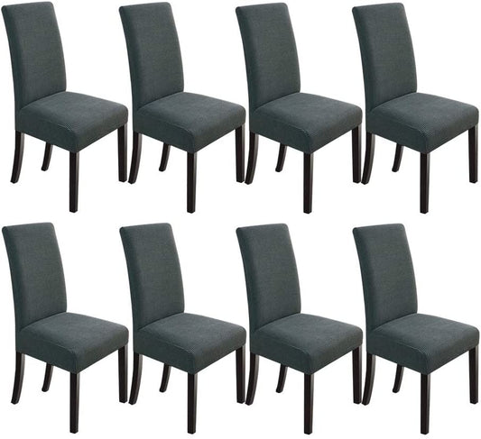 Stretch Jacquard Dining Chair Covers Set of 2/4/6/8, grey