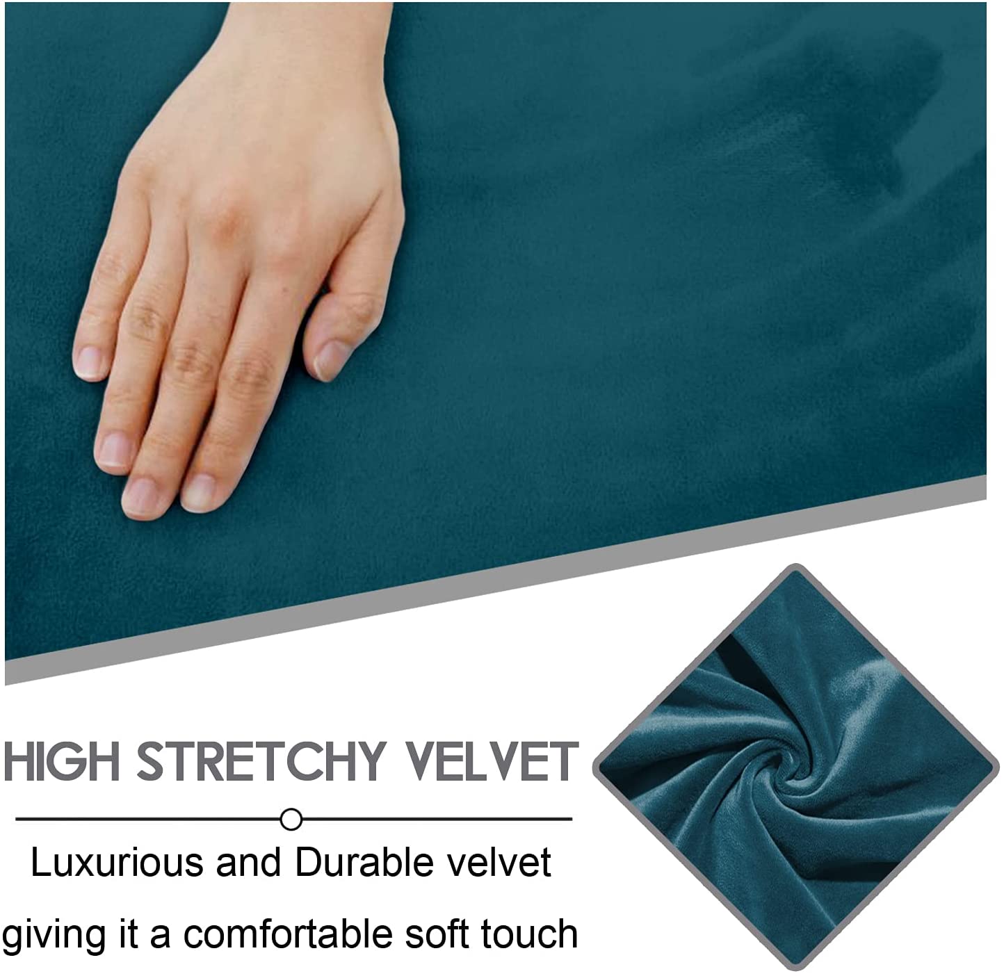 2 Seater with Middle Console Slipcover, Velvet Stretch Loveseat Reclining Sofa Covers, Thick, Soft, Washable, Deep Teal