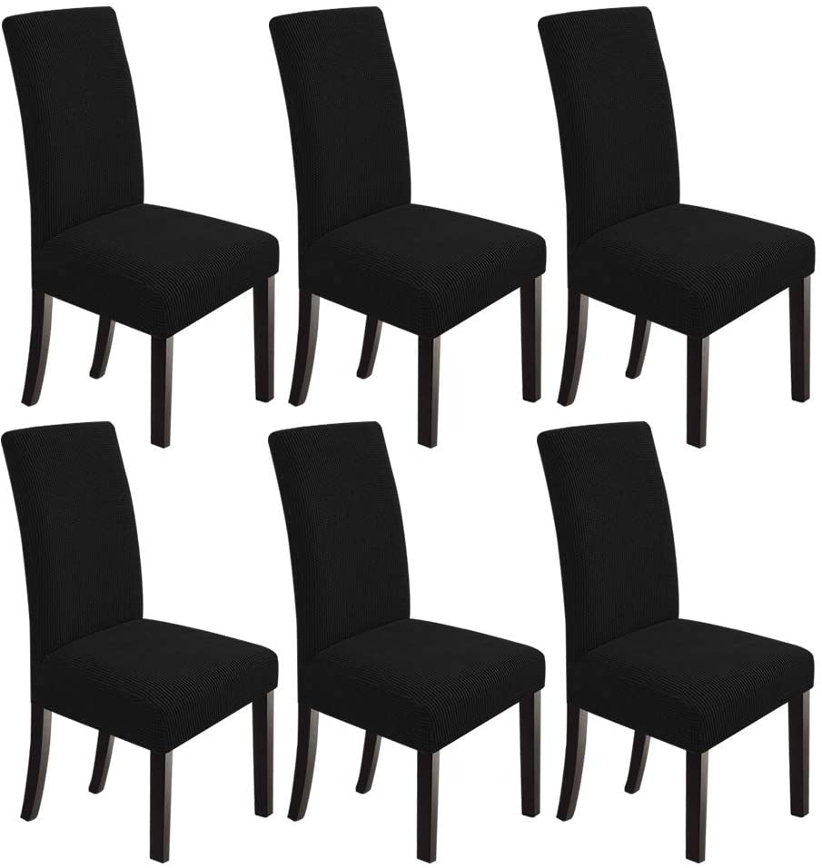 Dining Room Chair Slipcovers Stretch Chair Covers, Set of 2/4/6/8 PCS, Black