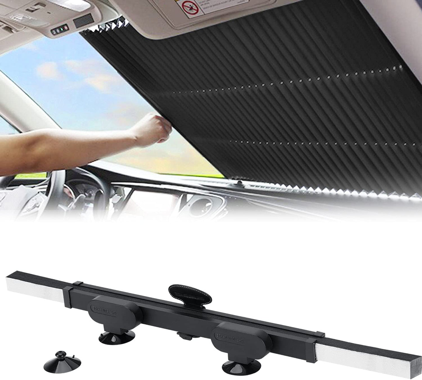 Retractable Windshield Sun Shade for Car, Large Sun Visor Protector Blocks 99% UV Rays to Keep Cool,  Fits Front Window of Various Models