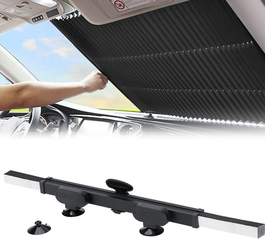 Retractable Windshield Sun Shade for Car, Large Sun Visor Protector Blocks 99% UV Rays to Keep Cool,  Fits Front Window of Various Models