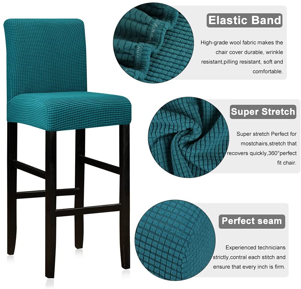 Reusable Pub Counter Stool Chair Covers Set of 2/4/6/8, Dark Teal