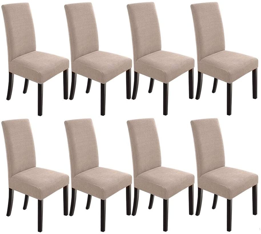 Stretch Dining Room Chair Slipcovers , Set of 2/4/6/8 PCS, Khaki